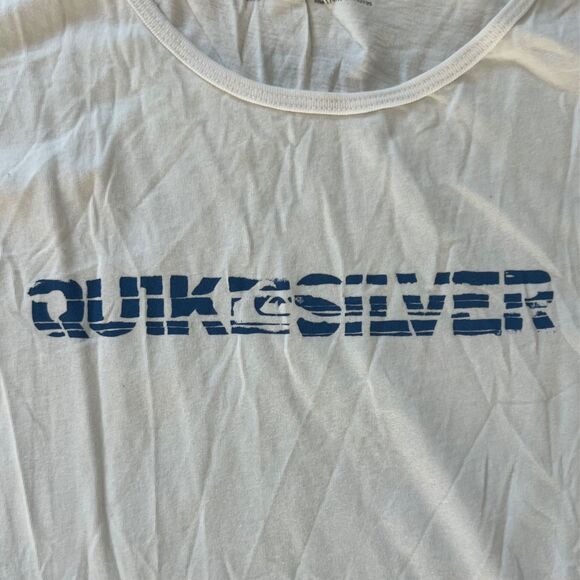 Mens 1990s Y2K Vintage White Sleeveless Grunge Quicksilver Tee Shirt T-shirt - Picture 6 of 7